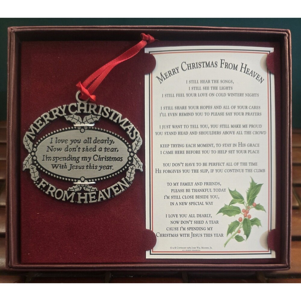 Merry Christmas From Heaven Pewter Ornament Loved One Memorial Tree Decoration